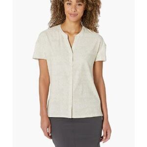 Royal Robbins Spotless Evolution Cream Acadia Pt with White Print Ribbed Back M